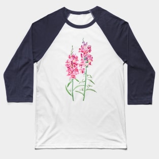 2 pink snapdragon flowers  watercolor painting Baseball T-Shirt